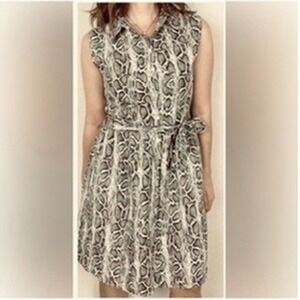 Laura Bianchi Snake Skin Print Sleeveless Linen Dress Womens Large Italy